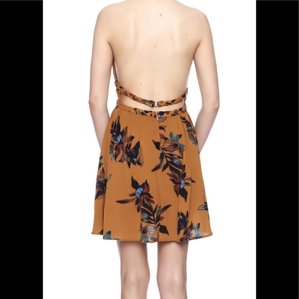 ILLA ILLA Mustard floral printed dress with a halter Top - Picture 3 of 6